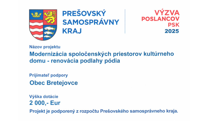 Dotácia PSK 2025 - Modernizácia spoločenských priestorov KD - renovácia podlahy pódia